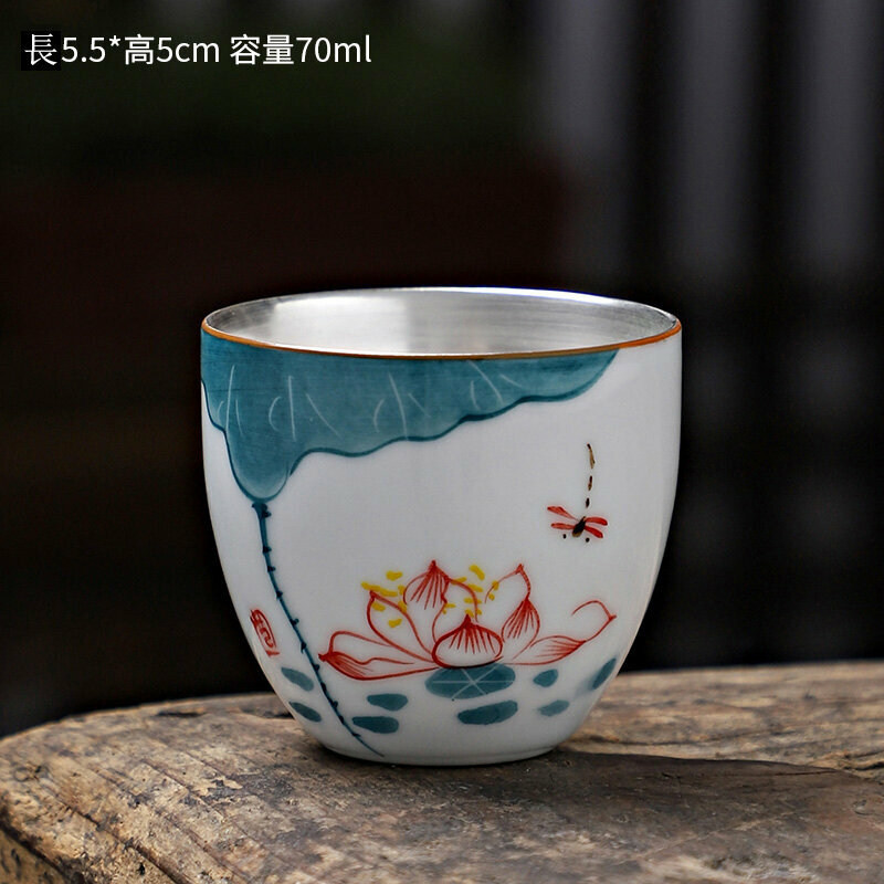 Popular hand-painted ceramic silver tea cup (style 1)
