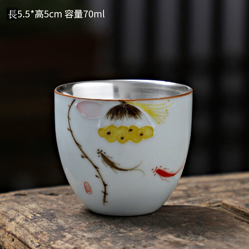 Popular hand-painted ceramic silver tea cup (style 4)