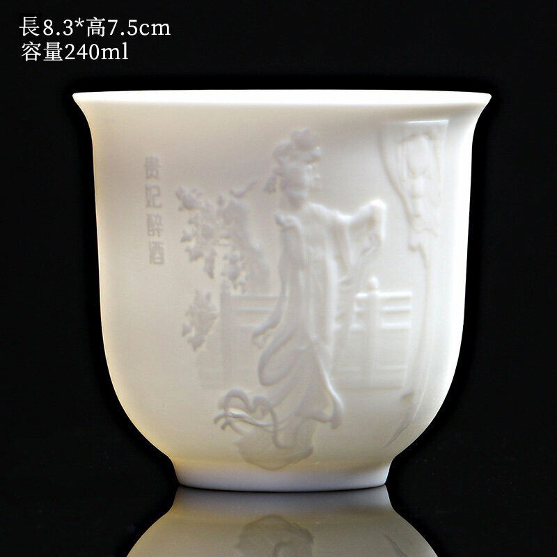 Hot style high-end embossed Dehua white porcelain Kung Fu teacup master cup (drunk imperial concubine)
