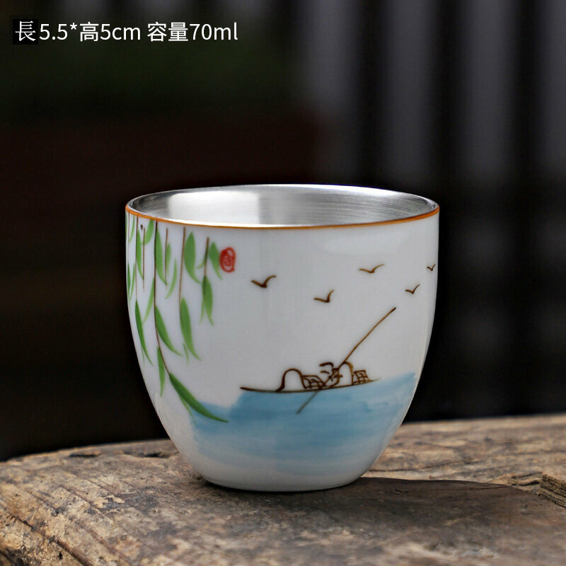 Popular hand-painted ceramic silver tea cup (style 2)
