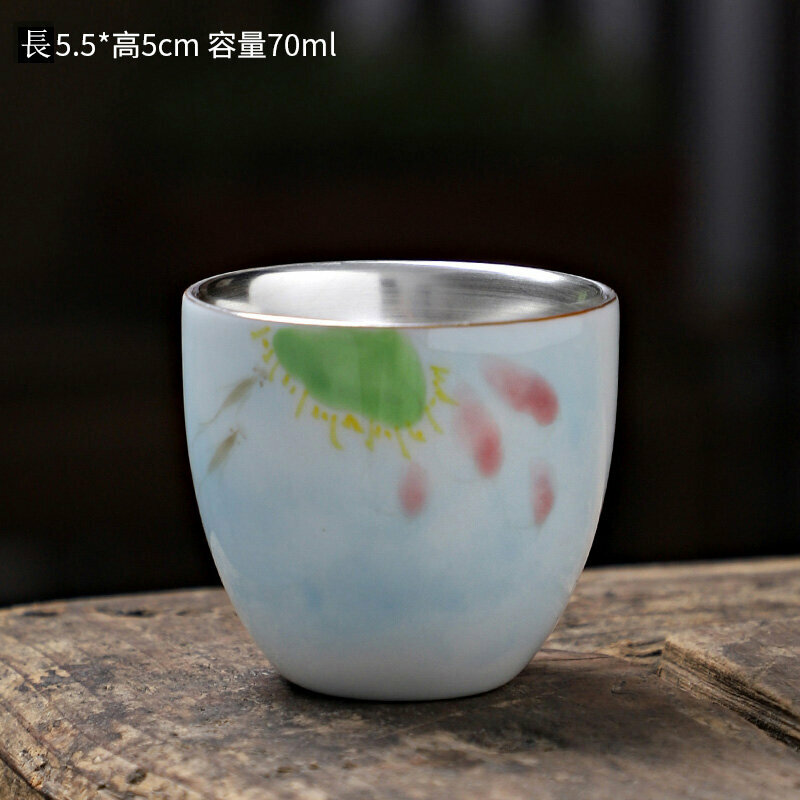 Popular hand-painted ceramic silver tea cup (style 10)