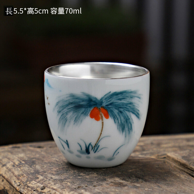 Popular hand-painted ceramic silver tea cup (style 9)