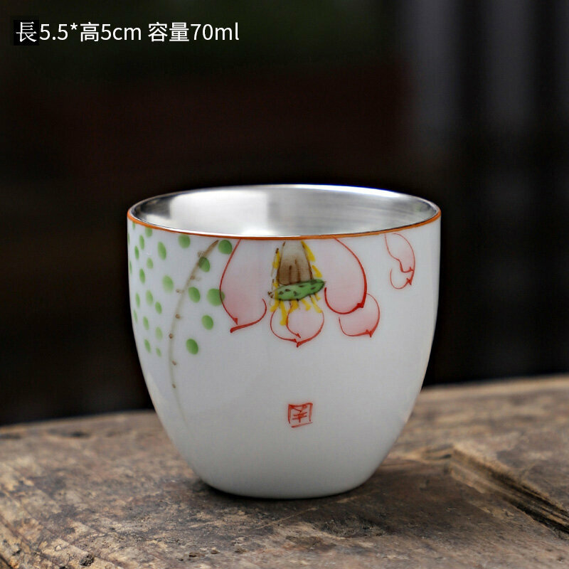 Popular hand-painted ceramic silver tea cup (style 8)