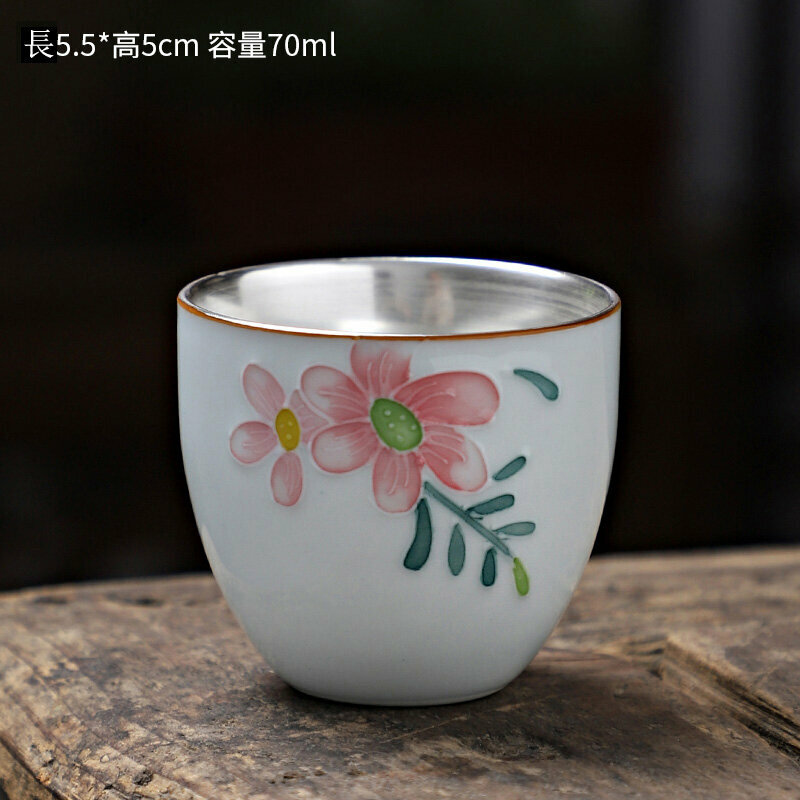 Popular hand-painted ceramic silver tea cup (style 11)
