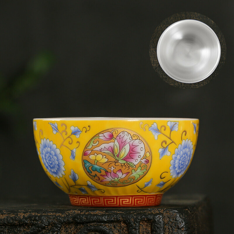 New high-end gilt silver teacup tea cup master cup (Daji Tanchuang Yellow - (sterling silver liner))