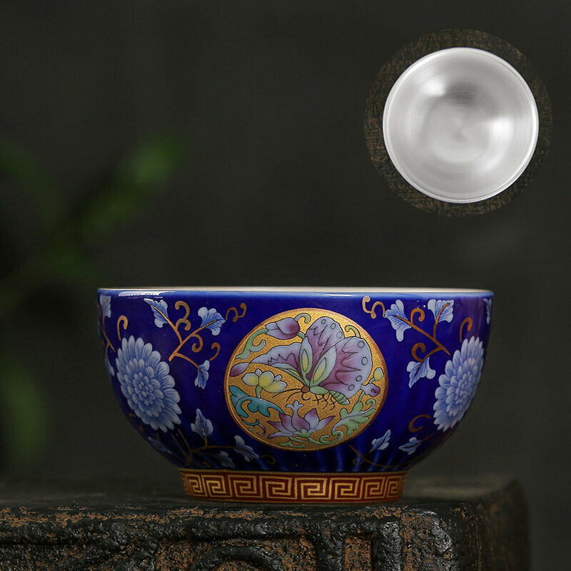 New high-end gilt silver teacup tea cup master cup (Daji Tanchuang Jilan - (sterling silver liner))