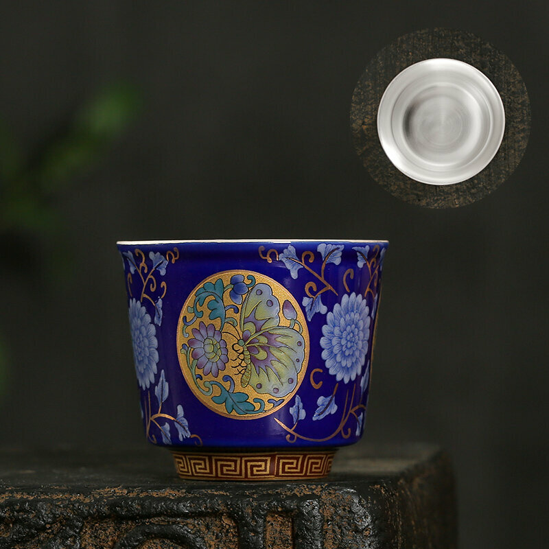 New high-end gilt silver teacup tea cup master cup (directly connected to Tanchuang Jilan-(sterling silver liner))