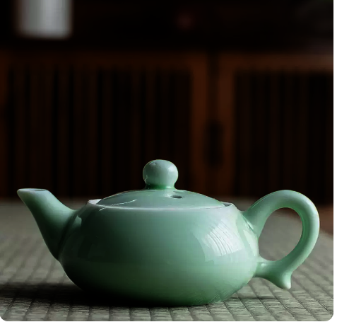 New ceramic single pot teapot (celadon plum green) length 13CM height 6CM capacity 160ML