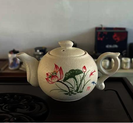 New ceramic teapot single pot (Snowflake Colorful Lotus Teapot) with a capacity of about 200ML