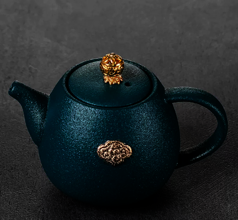 New ceramic teapot single pot (dark green Lu Baoxiangyun teapot) width 12CM height 9.5CM capacity 200ML