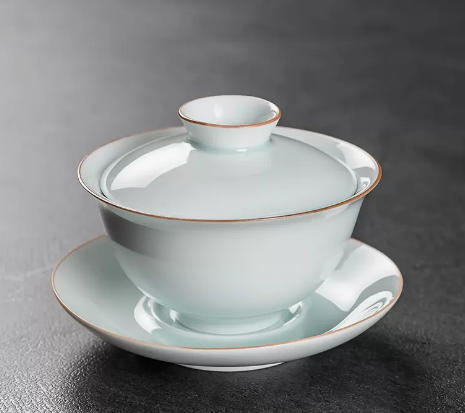 New Ge kiln covered bowl tea cup Sancai tea bowl (Yingqing thread) (short style) 9.6*8.5CM capacity 150ML