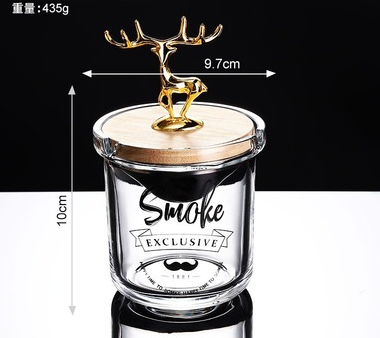 新款創意煙灰缸(規格:小號-SMOKE+鹿頭蓋）