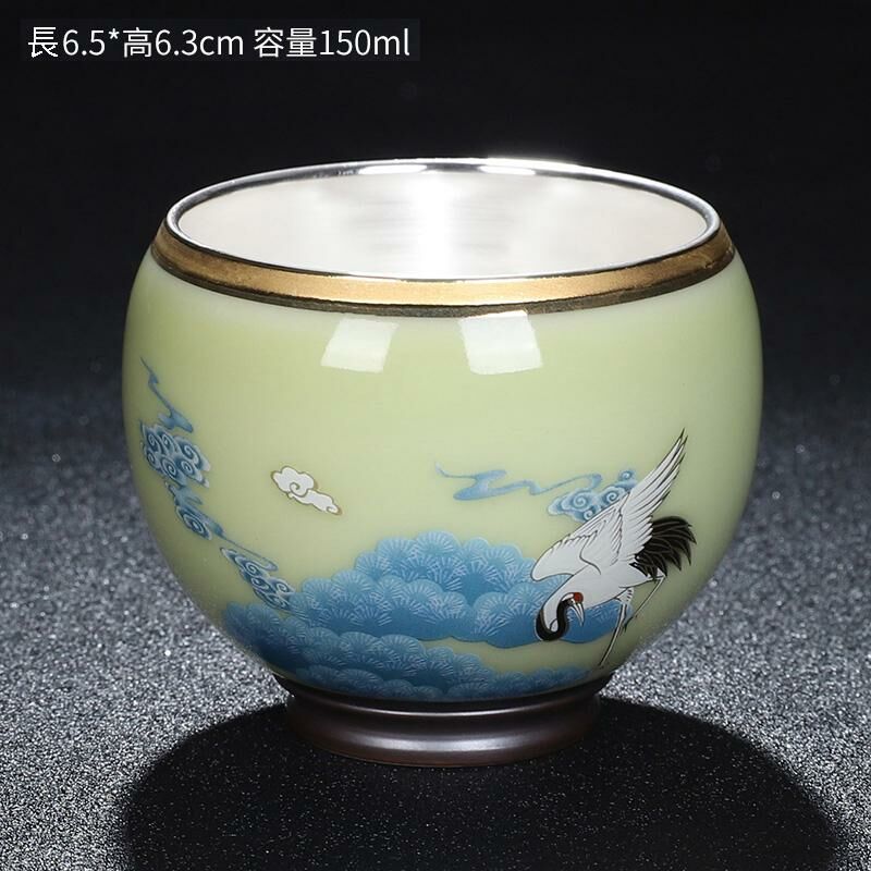 New high-end official kiln gilt silver tea cup master cup (Xianyun Yehe waxy yellow)