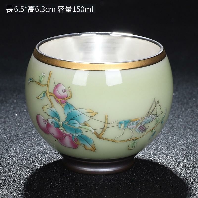 New high-end official kiln gilt silver teacup master cup (autumn cicada singing piano wax yellow)
