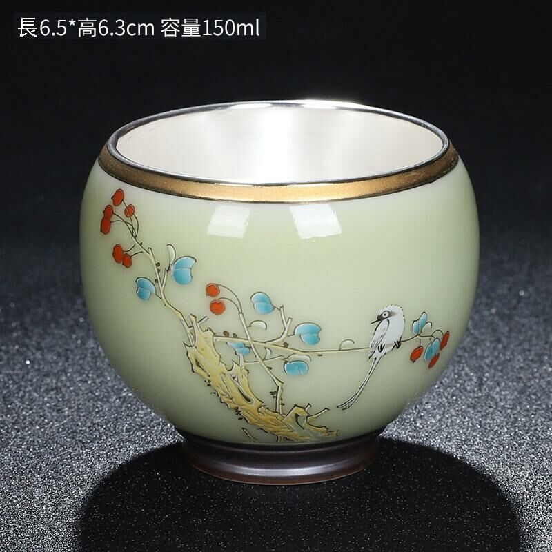 New high-end official kiln gilt silver tea cup master cup (browed with joy)
