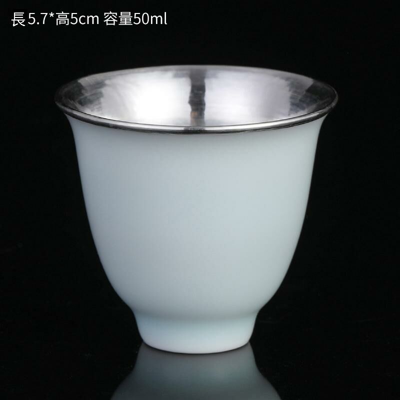 New high-end ceramic hand-painted silver tea cup master cup tea cup (cyan silver-coated cup)