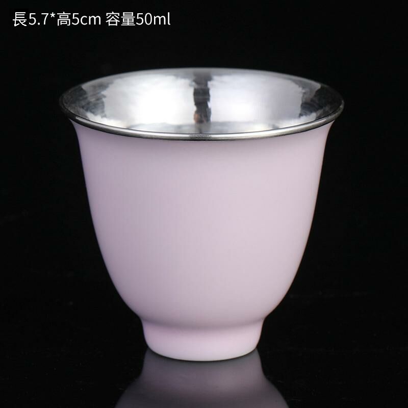 New high-end ceramic hand-painted silver tea cup master cup tea cup (pink silver-coated cup)