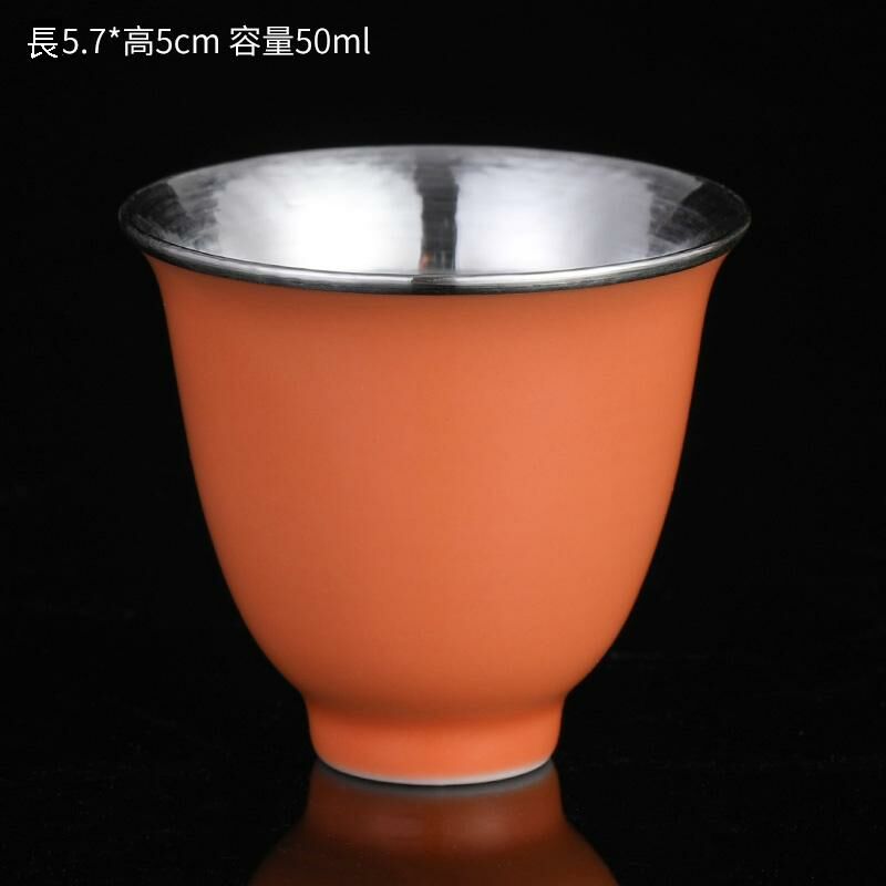 New high-end ceramic hand-painted silver tea cup master cup tea cup (orange silver-coated cup)