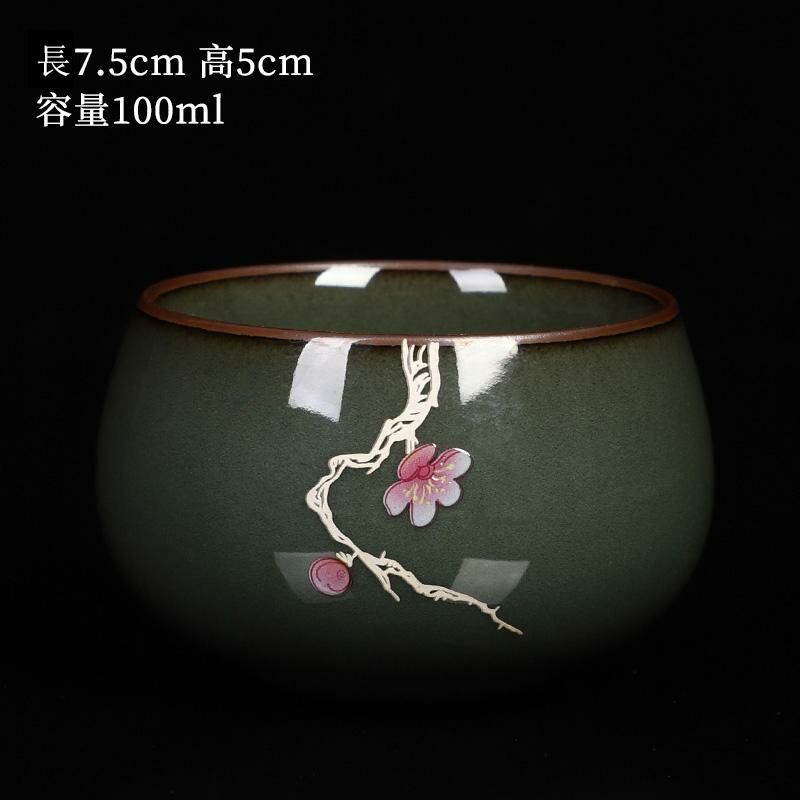New high-end official kiln tea cup master cup single cup tea cup (Luohan Cup-Mei Qing)
