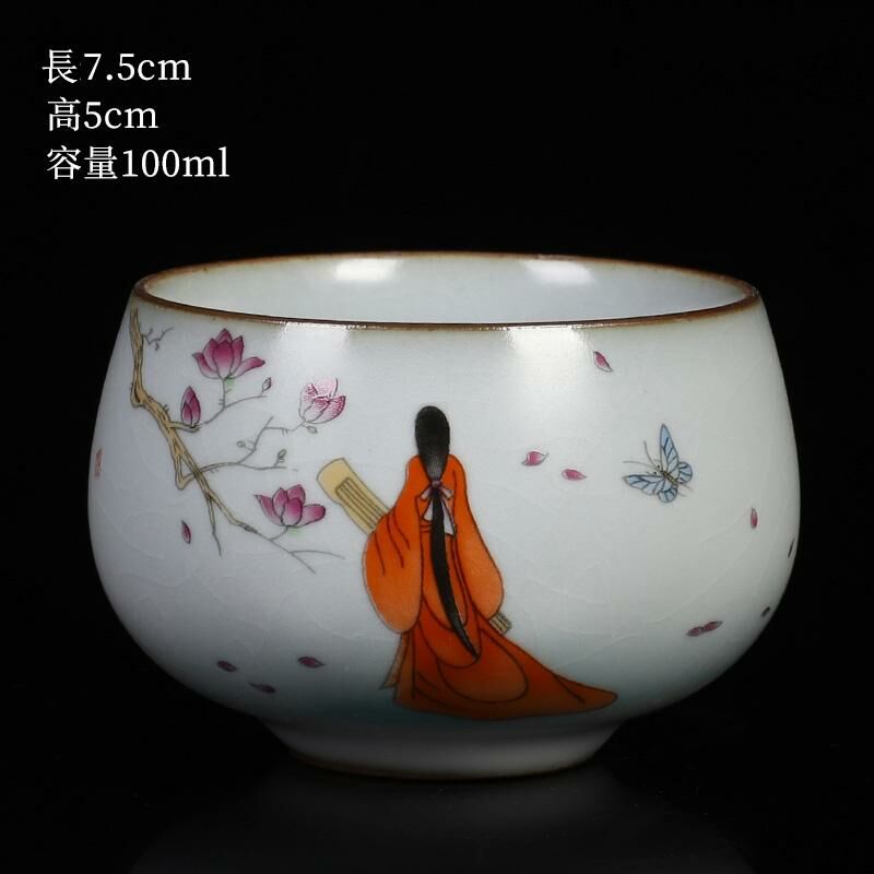 New high-end Ru kiln tea cup tea cup master cup tea cup (Arhat Cup My Fair Lady-Orange)