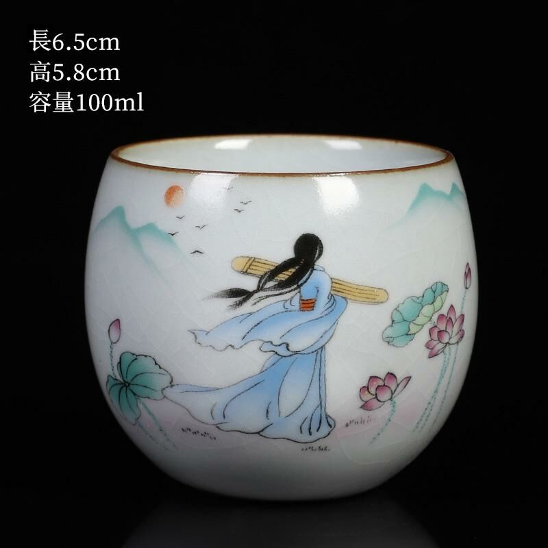New high-end Ru kiln tea cup tea cup master cup tea cup (Zen Meditation Cup Fair Lady-Blue)