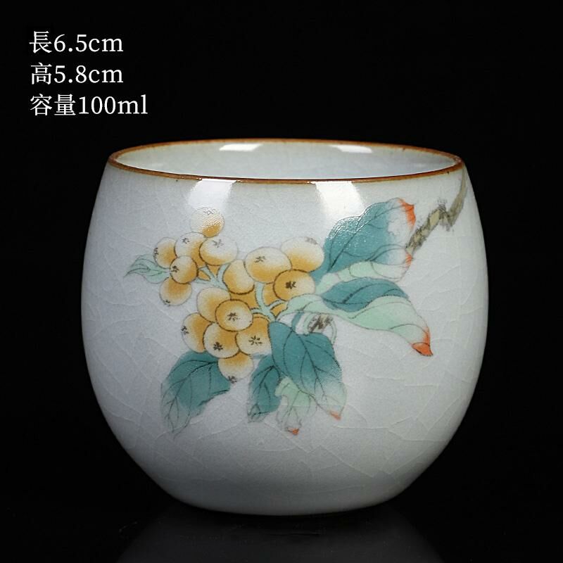 New high-end Ru kiln tea cup tea cup master cup tea tasting cup (Zen meditation cup-longan)