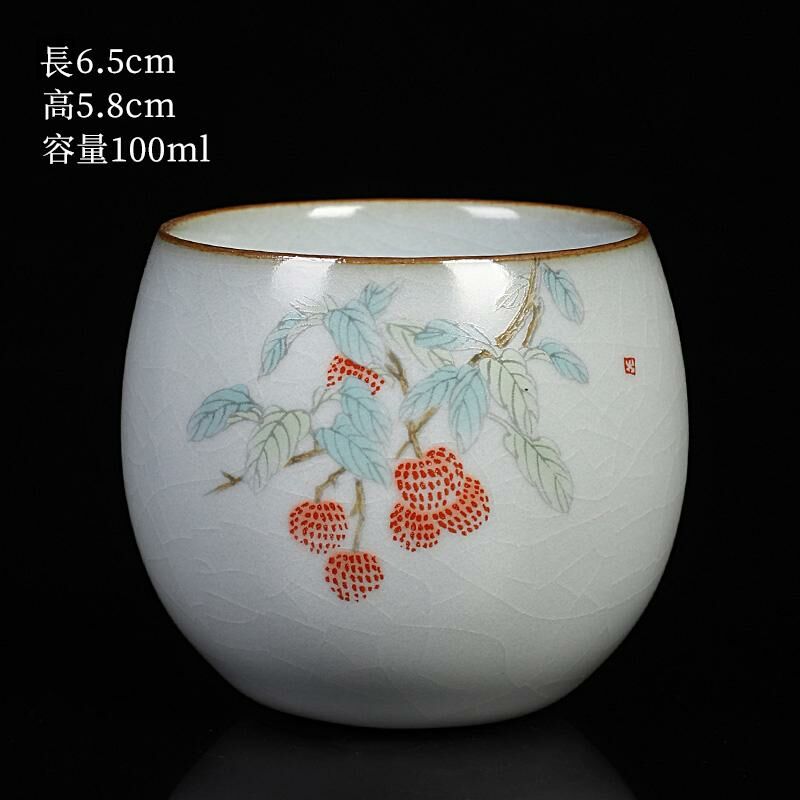 New high-end Ru kiln teacup teacup master cup tea tasting cup (Zen Ding Cup-Litchi)