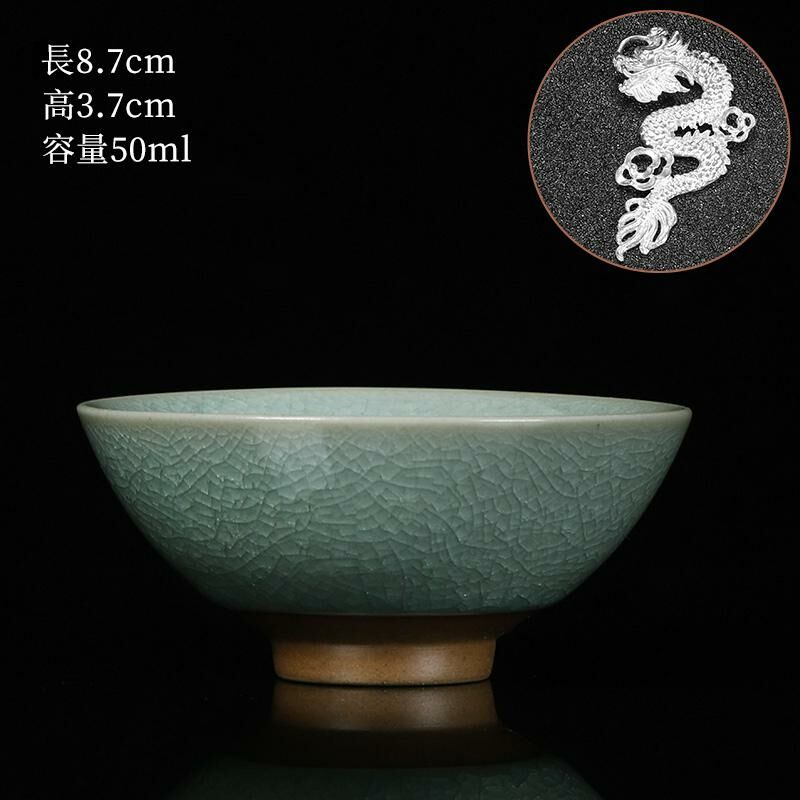 New high-end Ru kiln silver cup built with tea cups (18 Doufu cups inlaid with - Xianglong)