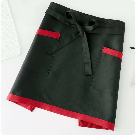 新款半身圍裙【半截筆掛制服呢純黑色】【規格：63*41CM 】