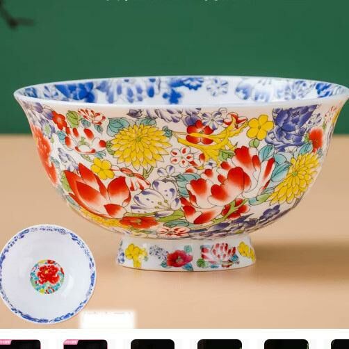 Hot Selling Ceramic Stem Bowl Rice Bowl (Ten Thousand Flowers 4.5 Inch Stem Bowl (Pearl White))