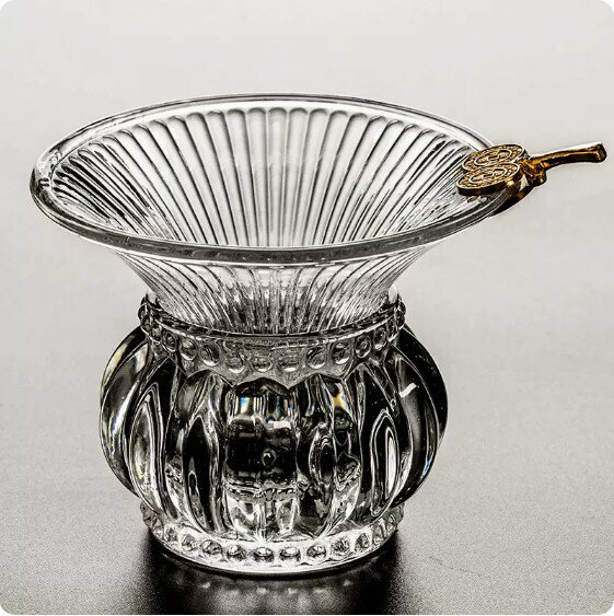 Popular glass tea strainer [vertical pattern "Copper Coin"]