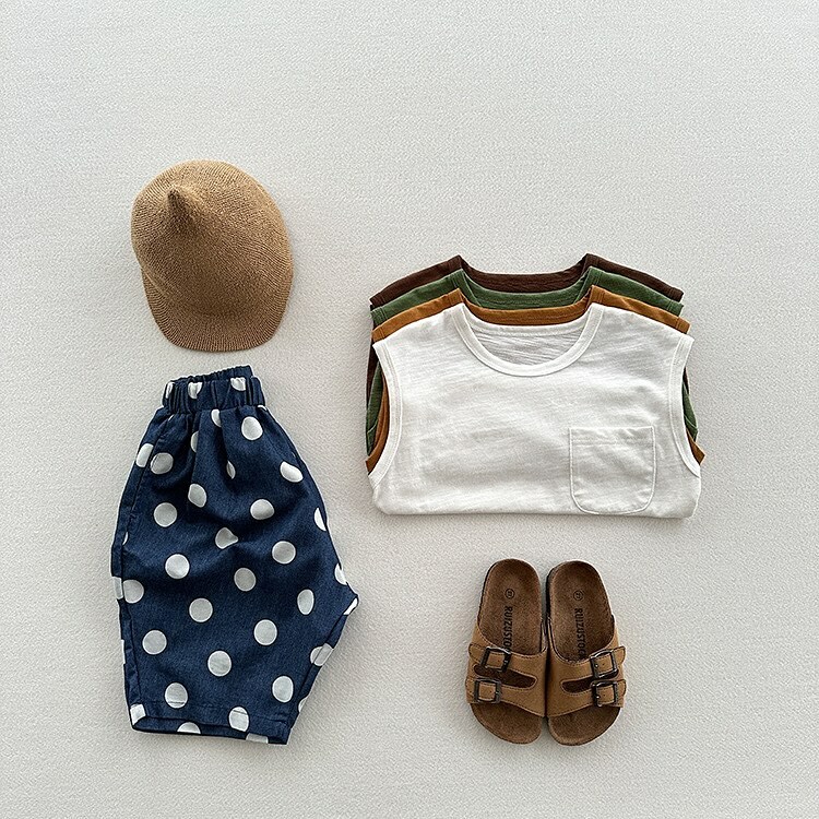 天絲牛仔波點五分褲