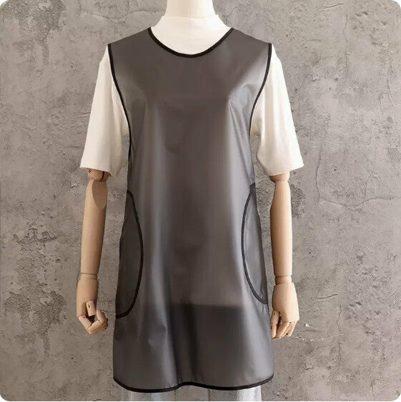 熱推透明防水圍裙【加長TPU馬甲-有兜透黑】【規格：100CM】
