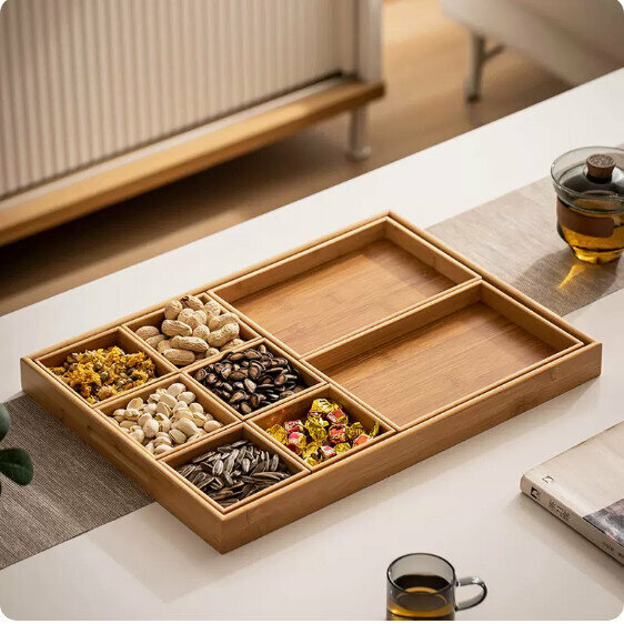 熱推中式木質茶點水果盤【原木色-大號】