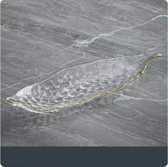 熱推家用客廳玻璃水果盤【透明描金】