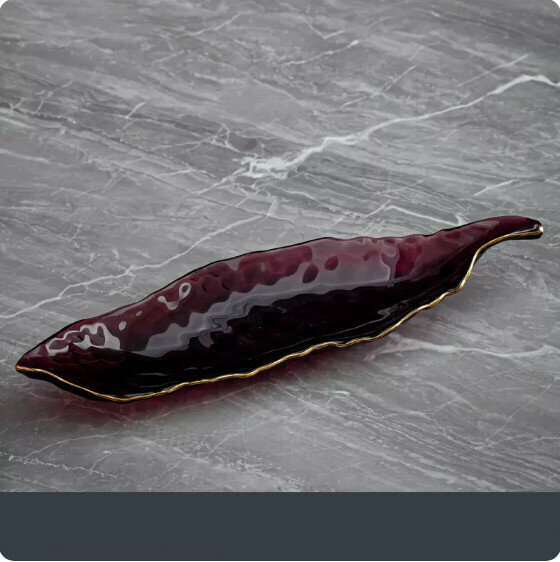 熱推家用客廳玻璃水果盤【紫色描金】