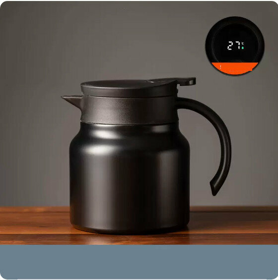 熱推不銹鋼燜茶壺【黑色帶溫顯-800ML】