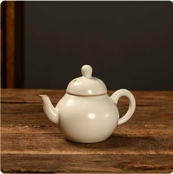 Hotly recommended small household teapot [Beige Ru Kiln "Little Gourd"]