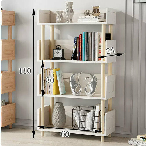 New wooden storage rack (Nordic display rack four layers 60 (Nordic white))