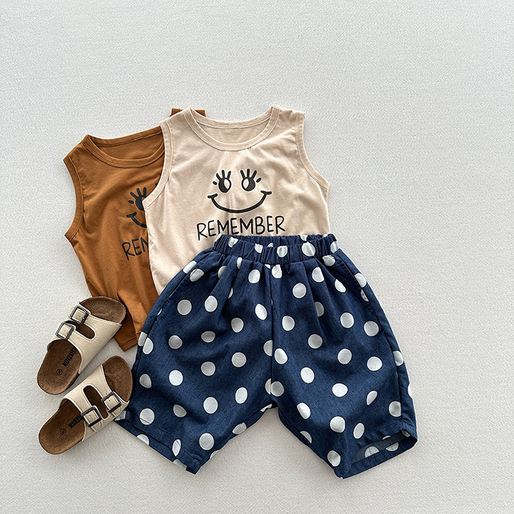 天絲牛仔波點五分褲