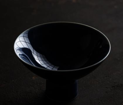New retro tall ceramic tea tray (Ji blue) (size: length 12.5CM, height 7.5CM)