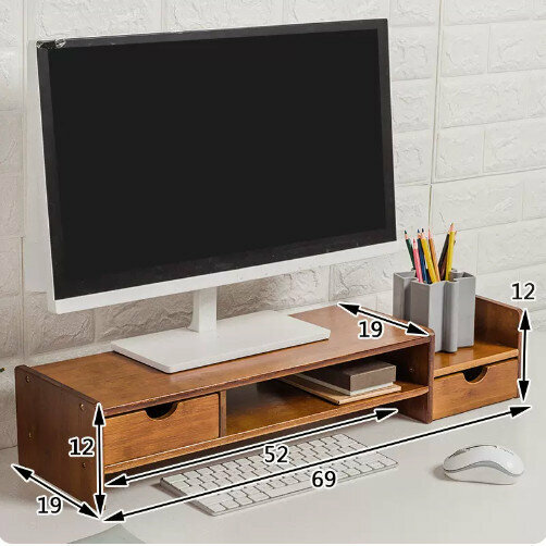 New wooden storage rack (brown O style with two extra long drawers [149])