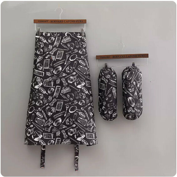 New summer thin half apron [601 half work clothes breathable black kitchen utensils + sleeves] [Specification: 70*70CM]