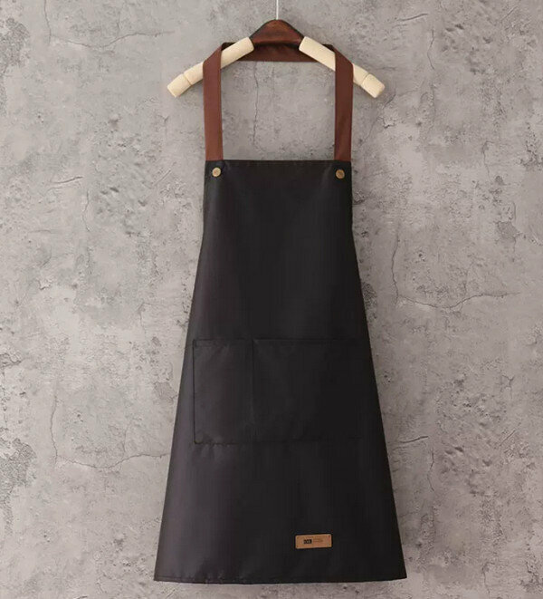 New waterproof coffee belt stud buckle halter neck black-composite cloth one-size-fits-all apron