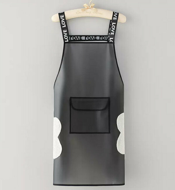 Hot recommendation: wash-free lazy apron-tpu letter straps with regular pockets, black + hand wiping