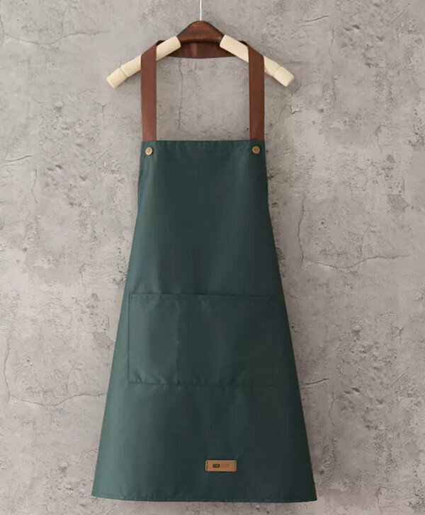 New one-size-fits-all apron-composite fabric-waterproof coffee strap buckle halter green