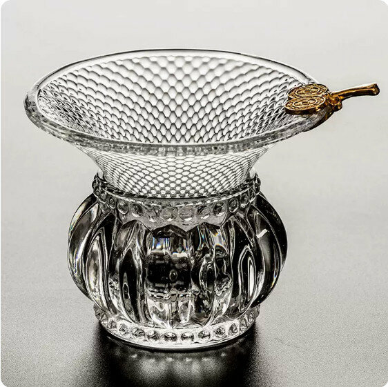 Hot Push Glass Tea Strainer [Hammer Pattern "Copper Coin"]
