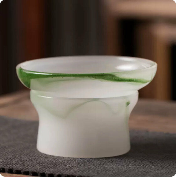 熱推家用白玉瓷茶漏【翡翠綠《琉璃》-禮盒裝】