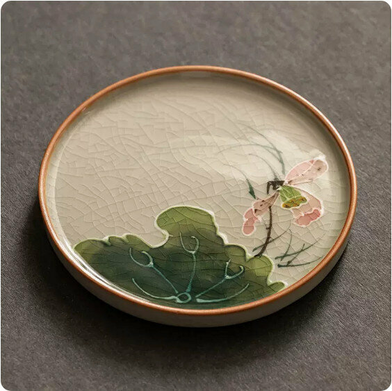 熱推家用哥窯手繪杯墊【韻荷】