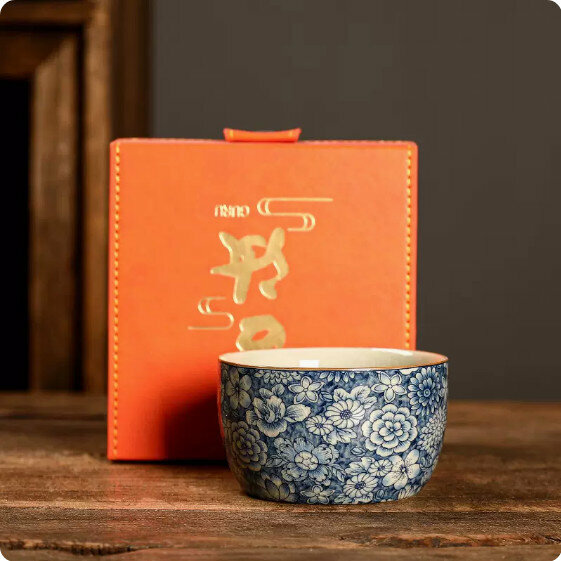 Hotly recommended ceramic tea cup [flat bottom cup-gift box]